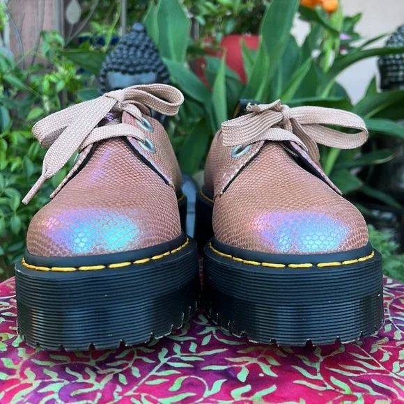 Pink Iridescent Platform Dr. Martens Oxford Loafers - Picture 12 of 17